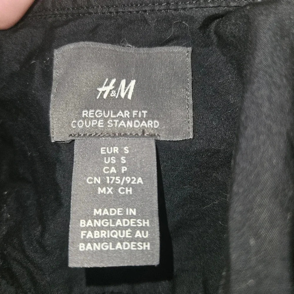 H & M Mens Regulat Fit Long Sleeve Black Dress Shirt Size S - Picture 7 of 14